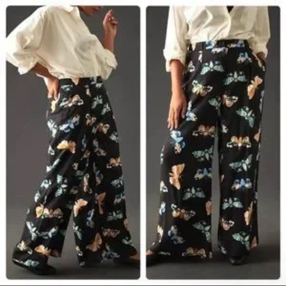 Anthro Maeve x Sarah Gordon Butterfly Print Wide Leg Pants Coven Style
Size 12